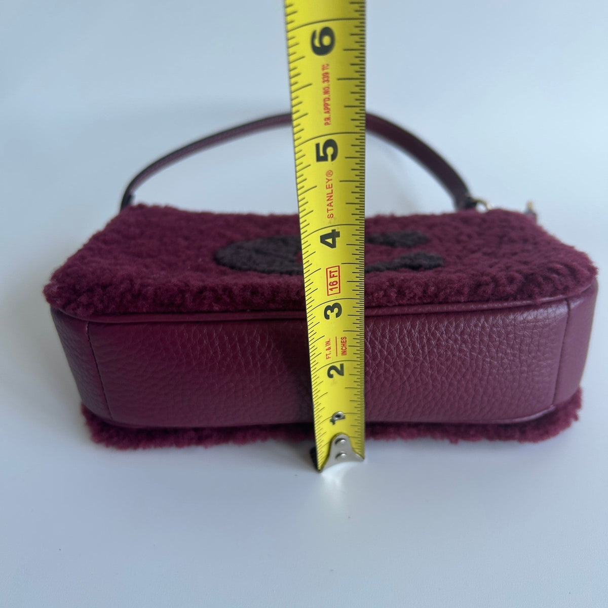 Coach Nolita 19 Wine Shearling Leather Shoulder Bag Excellent8