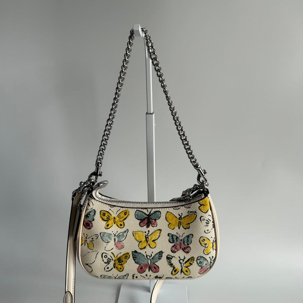 Coach Teri Mini Crossbody Chalk White Butterfly Coated Canvas Bag Excellent1