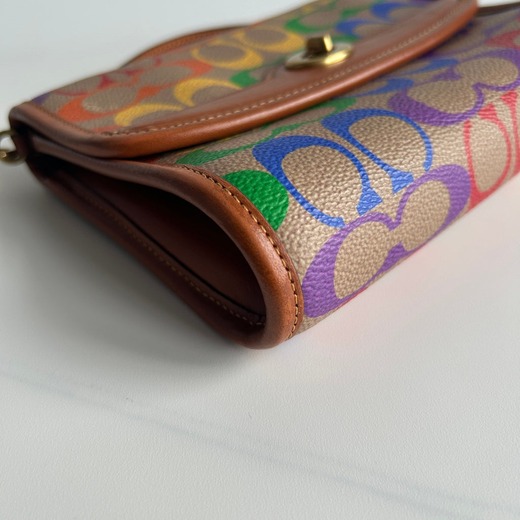 Coach Kip Rainbow Signature Canvas Leather Crossbody Bag Excellent7