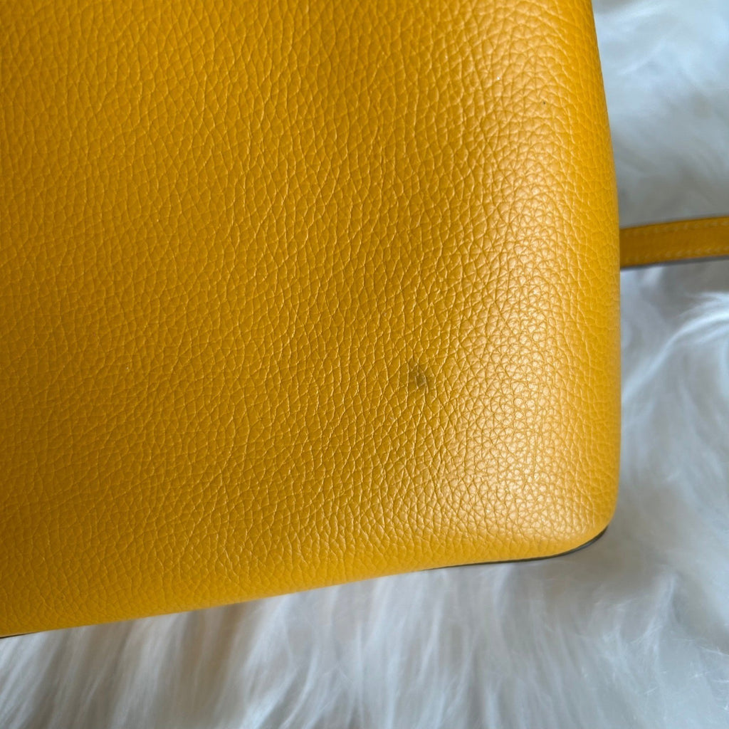 Coach Small Town Bucket Yellow Pebbled Leather Shoulder Bag 10116
