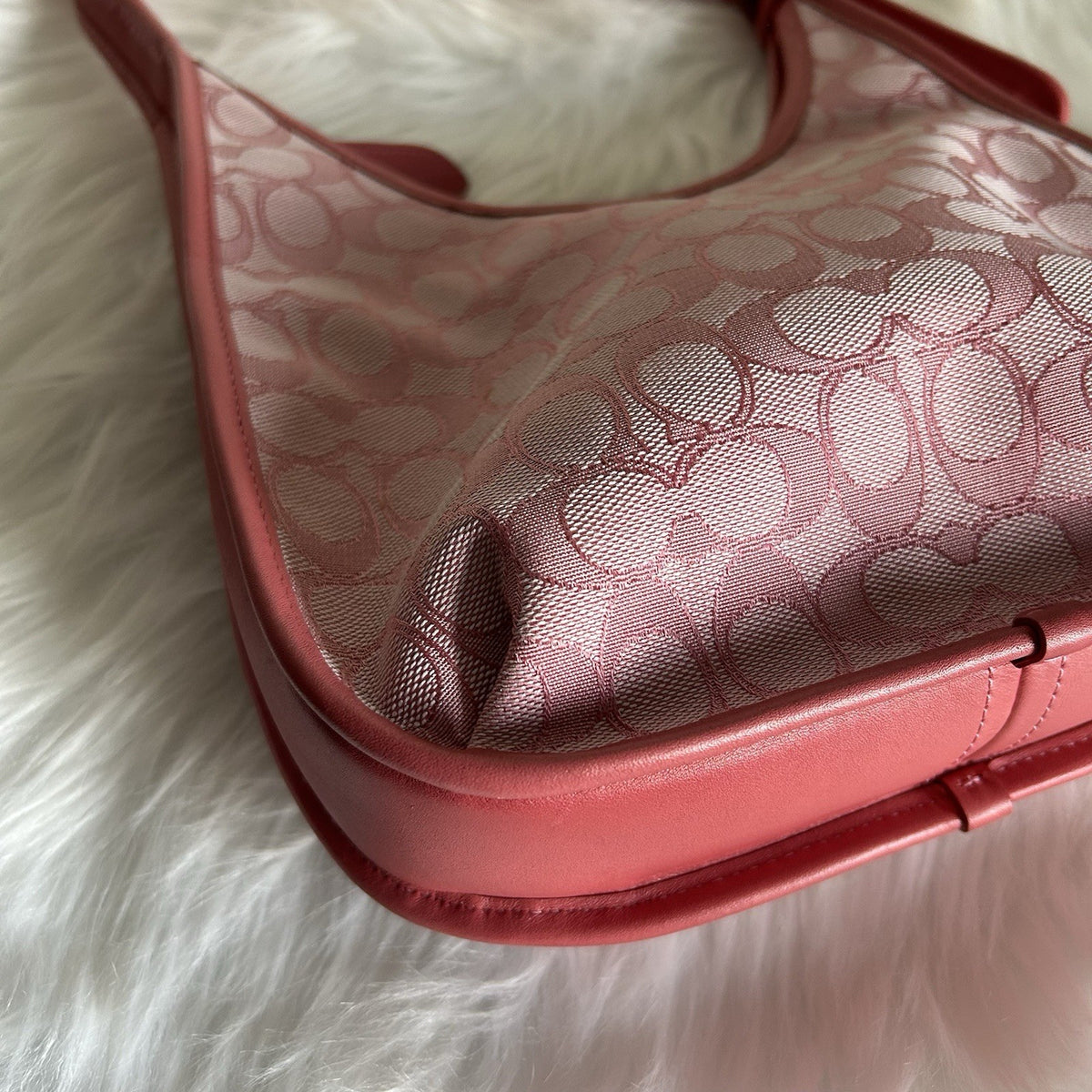 Coach Ergo Pink Signature Jacquard Leather Shoulder Bag C2588 Good5