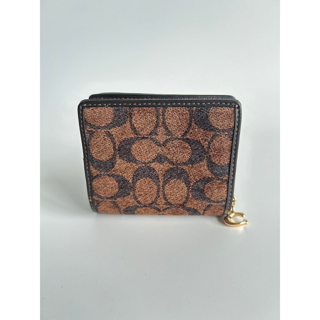 Coach Snap Wallet Brown Signature Chenille CCQ32 Excellent1