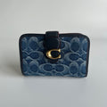 Coach Tabby Medium Wallet Chambray Blue Denim Leather Brass CA193 Excellent0