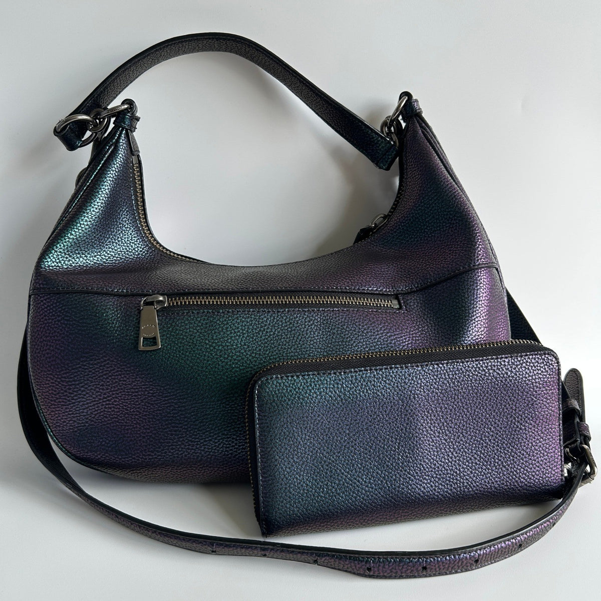 Coach Harley Hobo Iridescent Leather Bag Wallet Set F24352 Good1