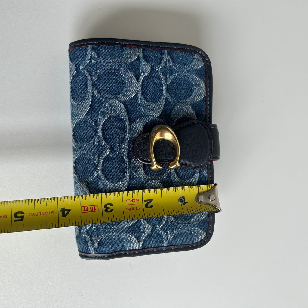 Coach Tabby Medium Wallet Chambray Blue Denim Leather Brass CA193 Excellent6