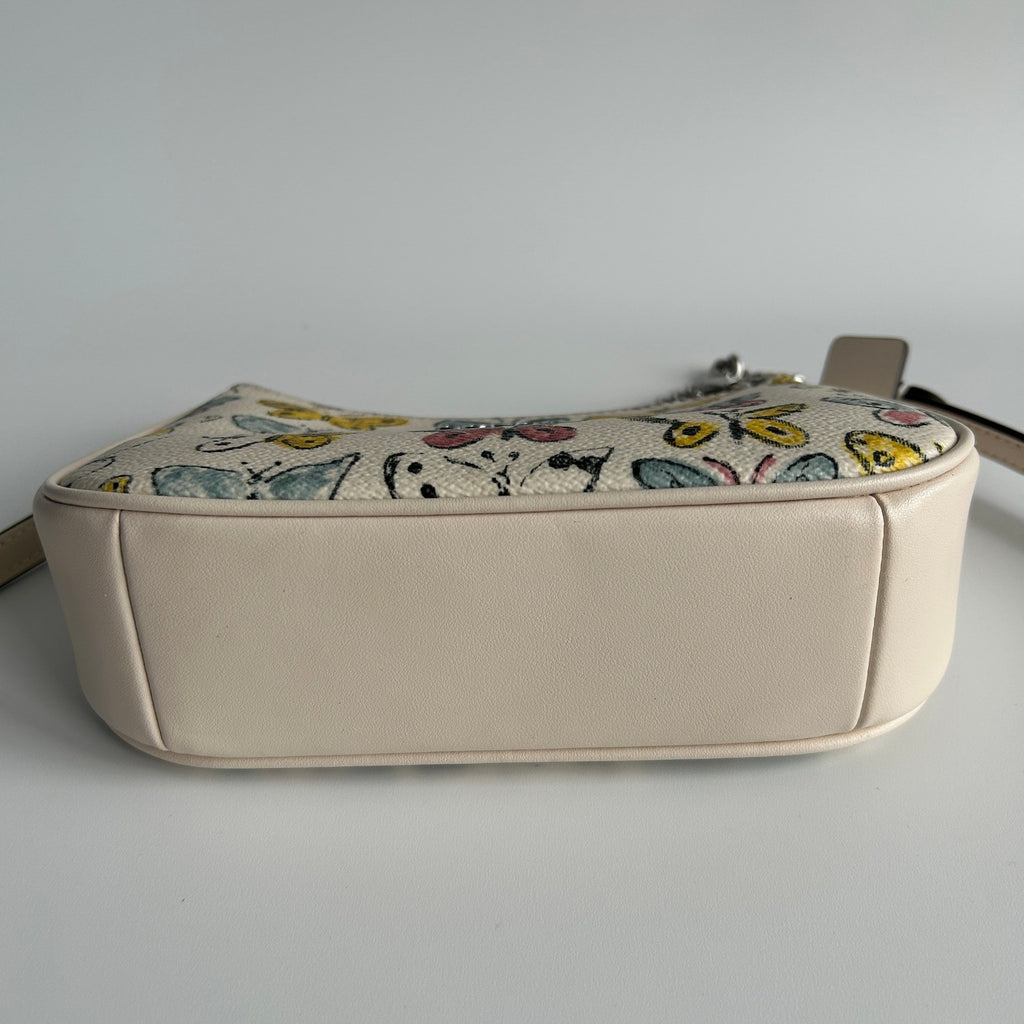 Coach Teri Mini Crossbody Chalk White Butterfly Coated Canvas Bag Excellent4