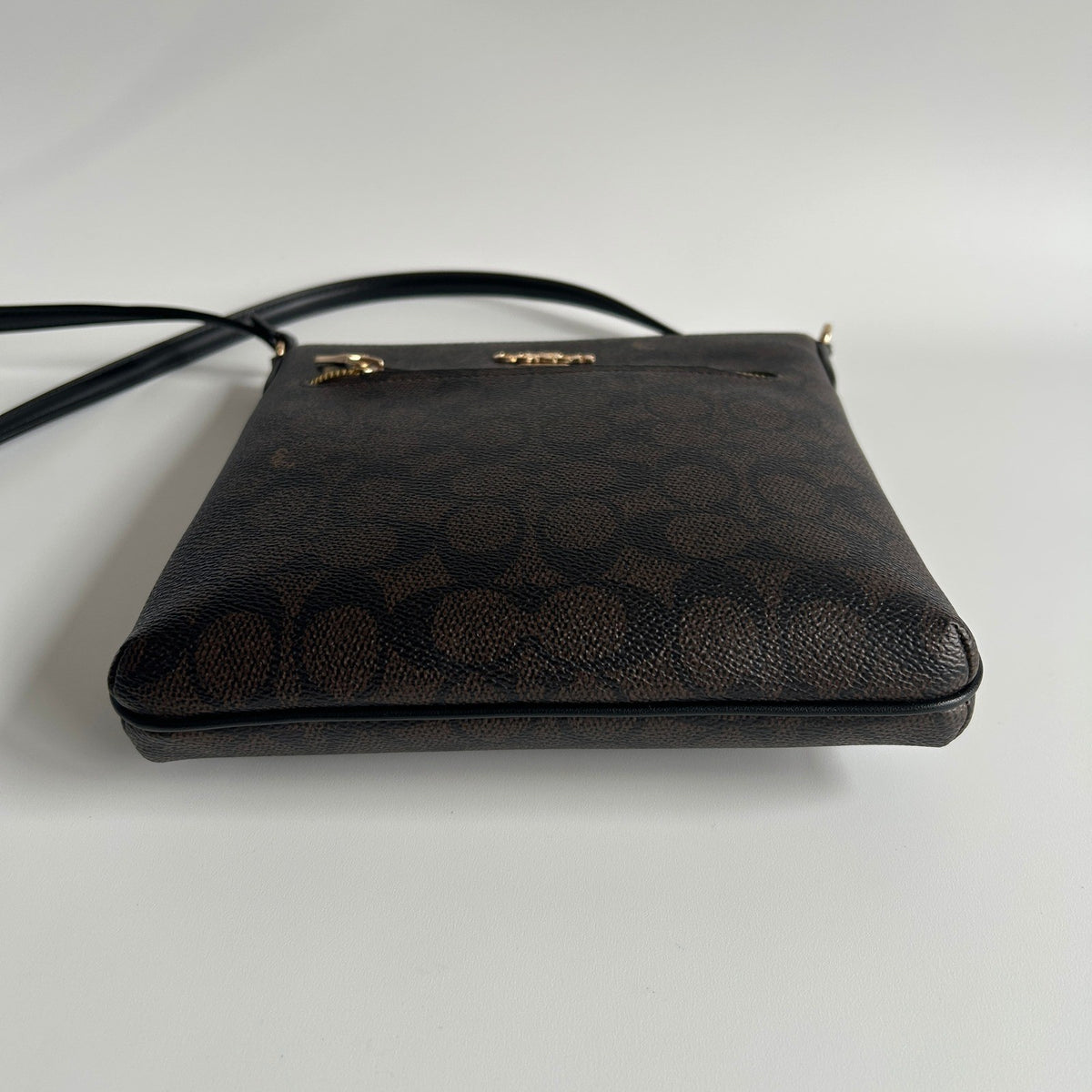 Coach Mini Rowan File Bag Brown Black Signature Canvas Crossbody CF340 Excellent3