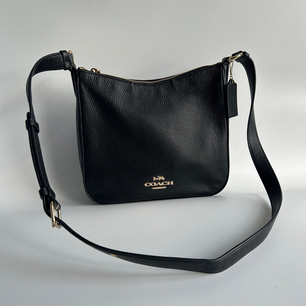 Coach Ellie File Bag Black Pebbled Leather Crossbody CU960 Excellent0
