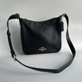 Coach Ellie File Bag Black Pebbled Leather Crossbody CU960 Excellent0