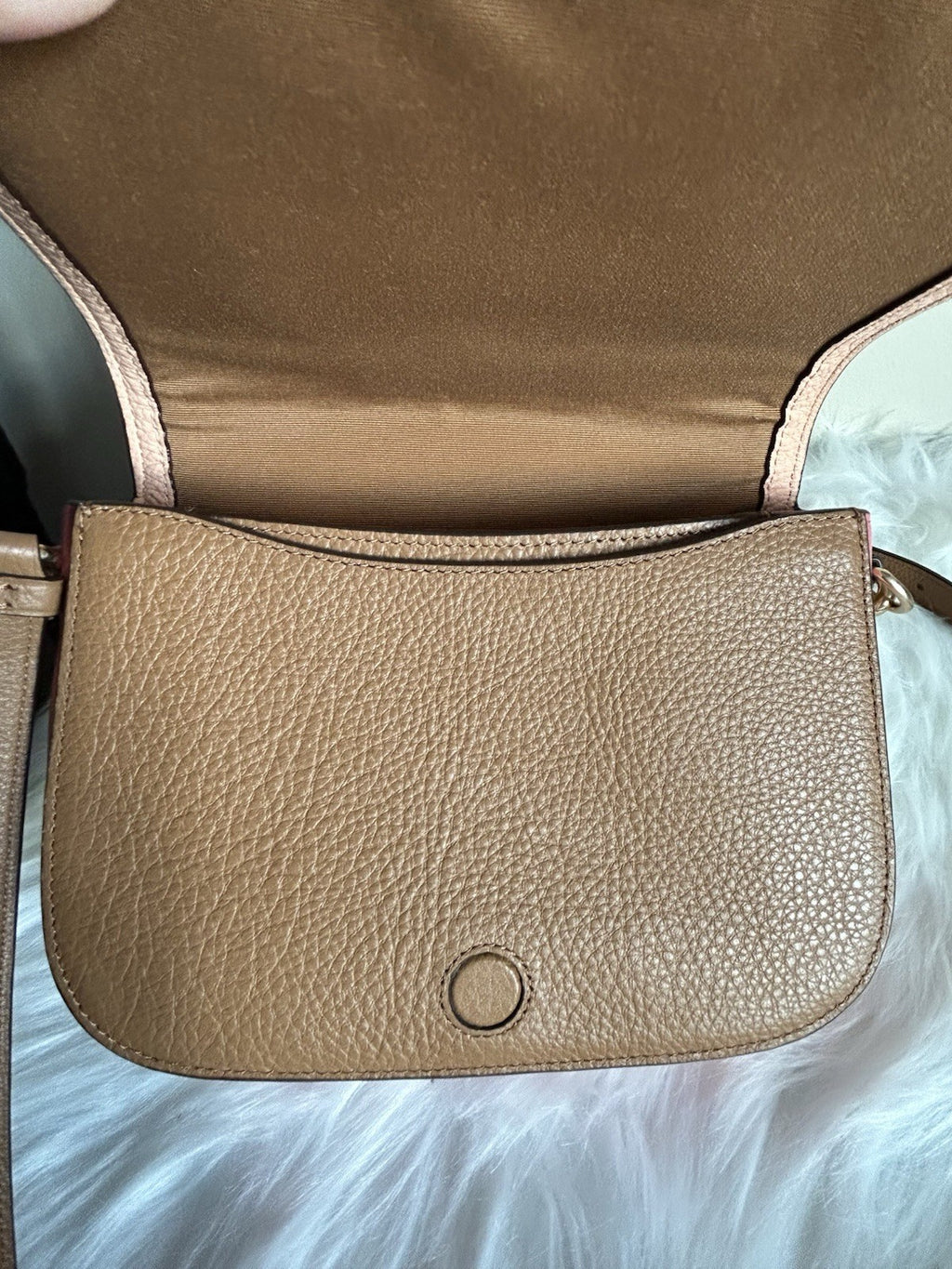 Coach Saddle Bag Pink Tan Pebbled Leather Crossbody Bag Excellent7