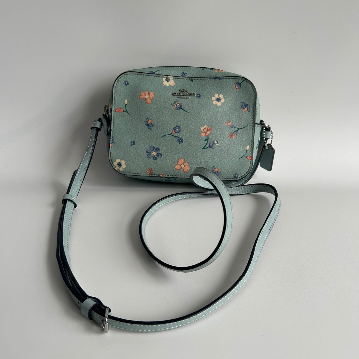 Coach Mini Jamie Camera Bag Light Teal Mystical Floral Leather C8699 NWT2