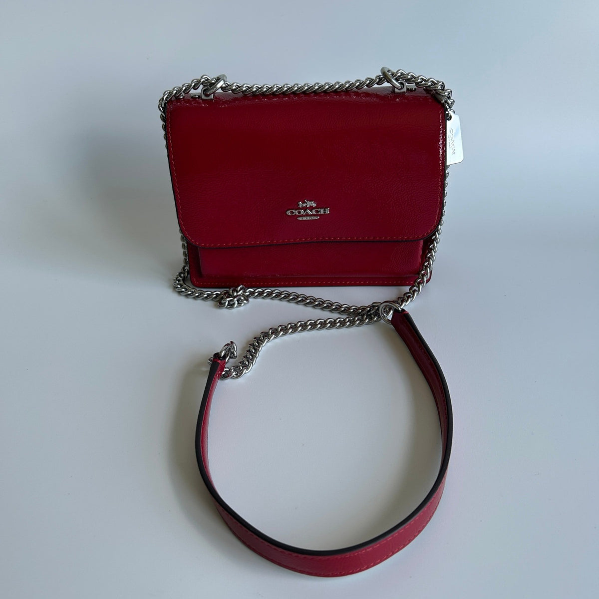 Coach Mini Klare Red Patent Leather Crossbody Bag Excellent1