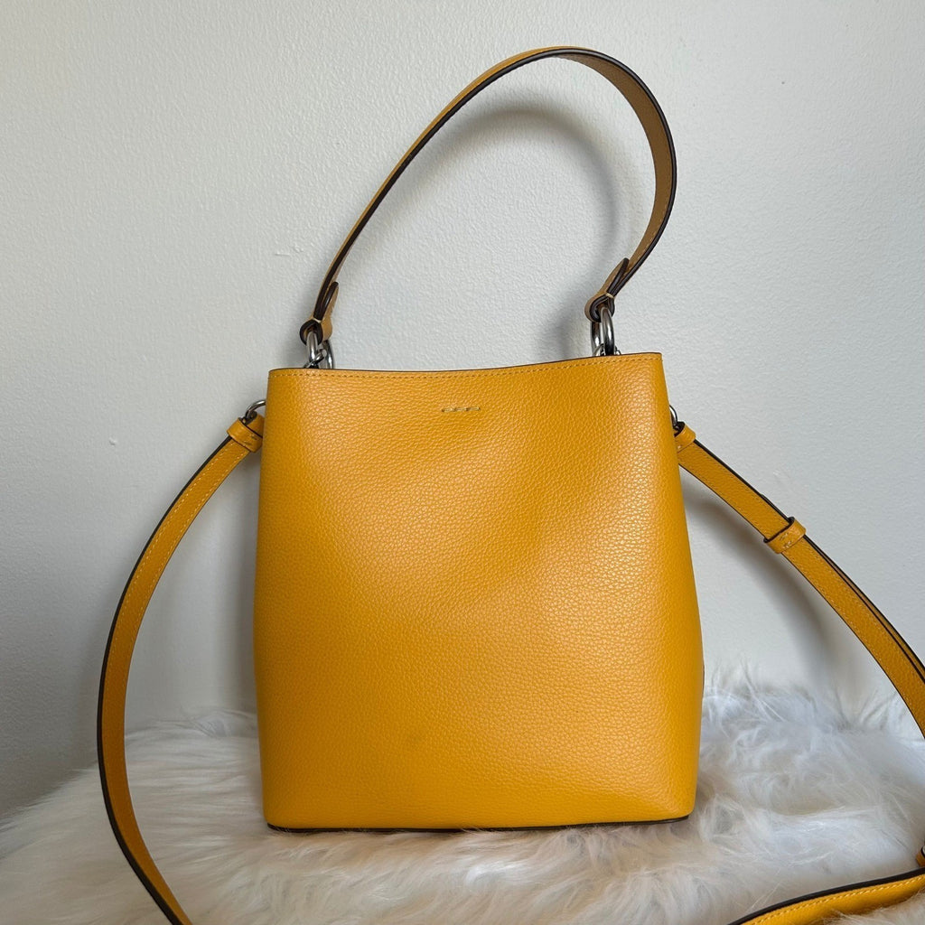 Coach Small Town Bucket Yellow Pebbled Leather Shoulder Bag 10112