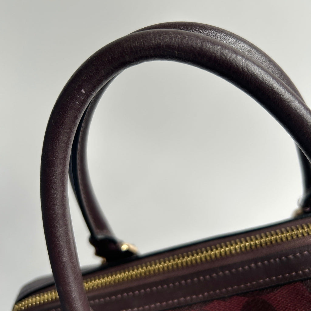 Coach Rowan Satchel Burgundy Signature Canvas Leather Bag Excellent3