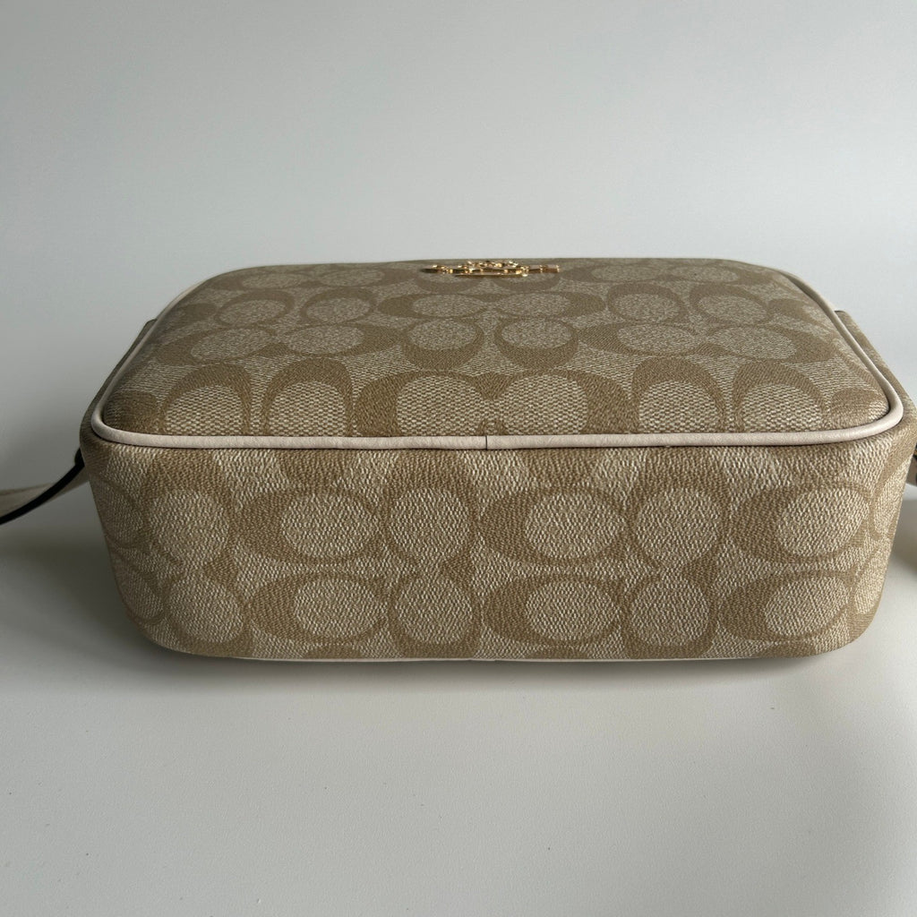 Coach Jamie Chalk White Signature Canvas Leather Camera Bag Good8
