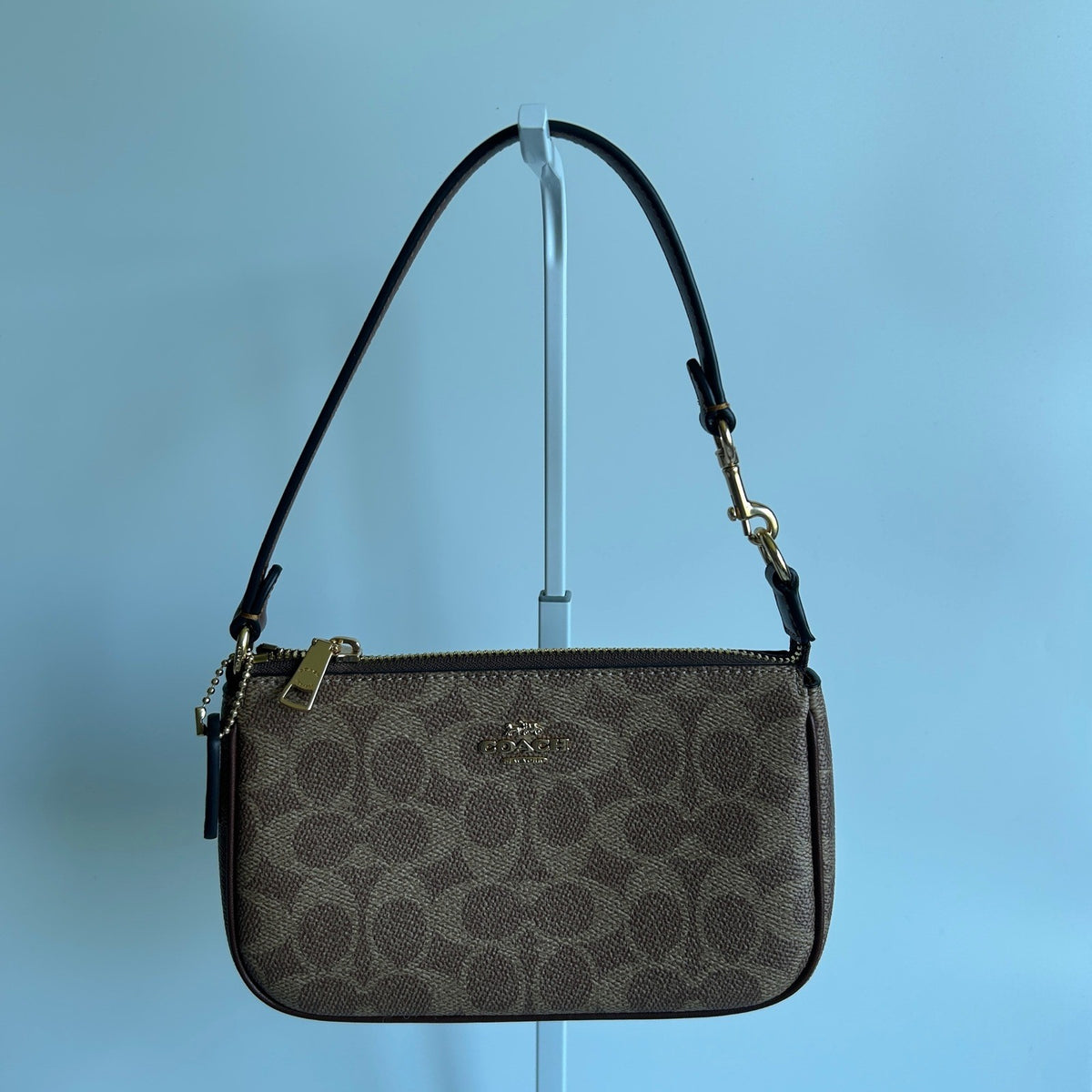 Coach Nolita 19 Brown Signature Canvas Leather Shoulder Bag Excellent0