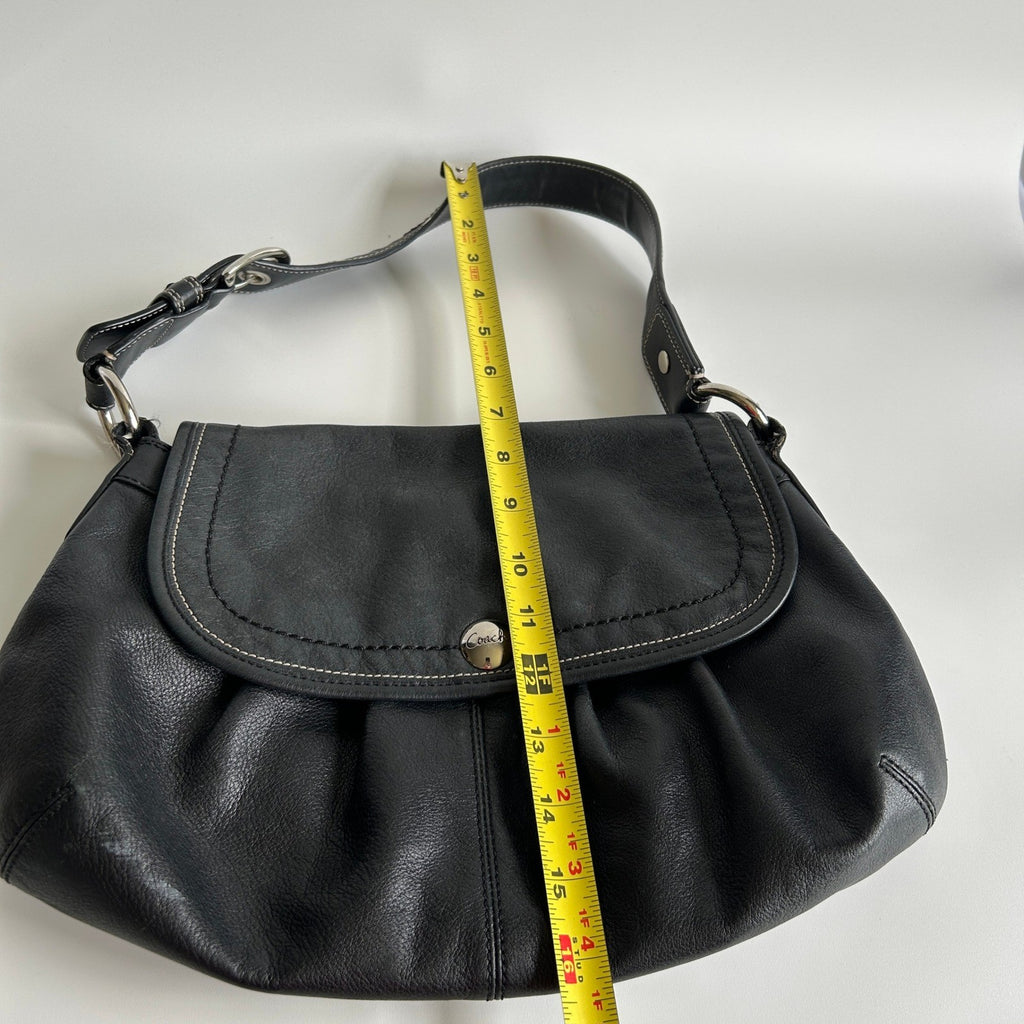 Coach Soho Pleated Flap Black Pebbled Leather Shoulder Bag Good11