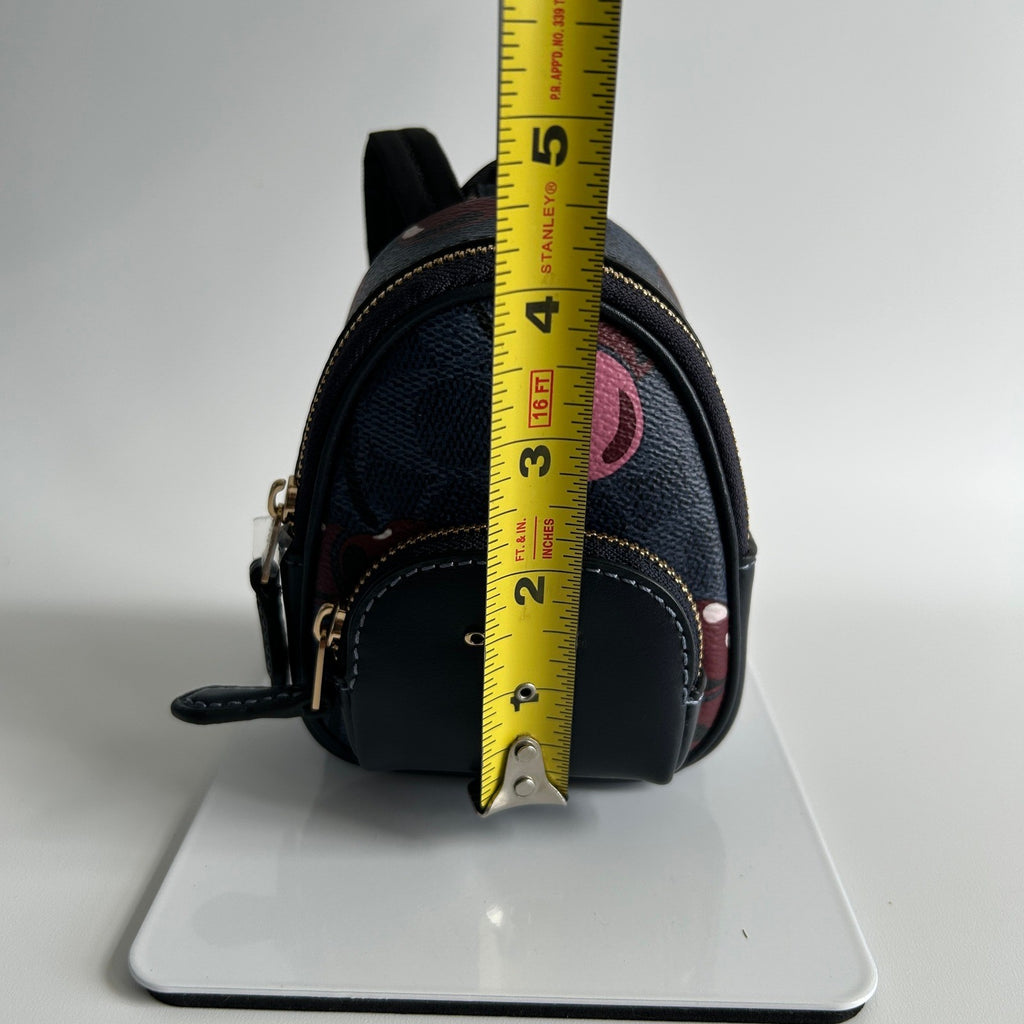 Coach Mini Court Midnight Navy Cherry Signature Canvas Backpack Bag Charm CZ0965