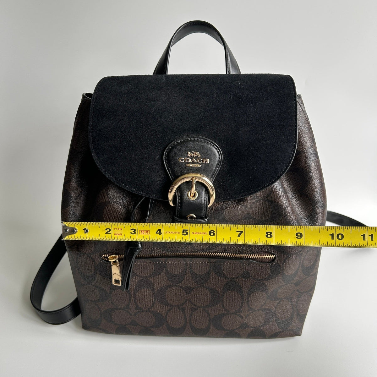 Coach Kleo Backpack Brown Black Signature Canvas Suede C5648 Excellent9