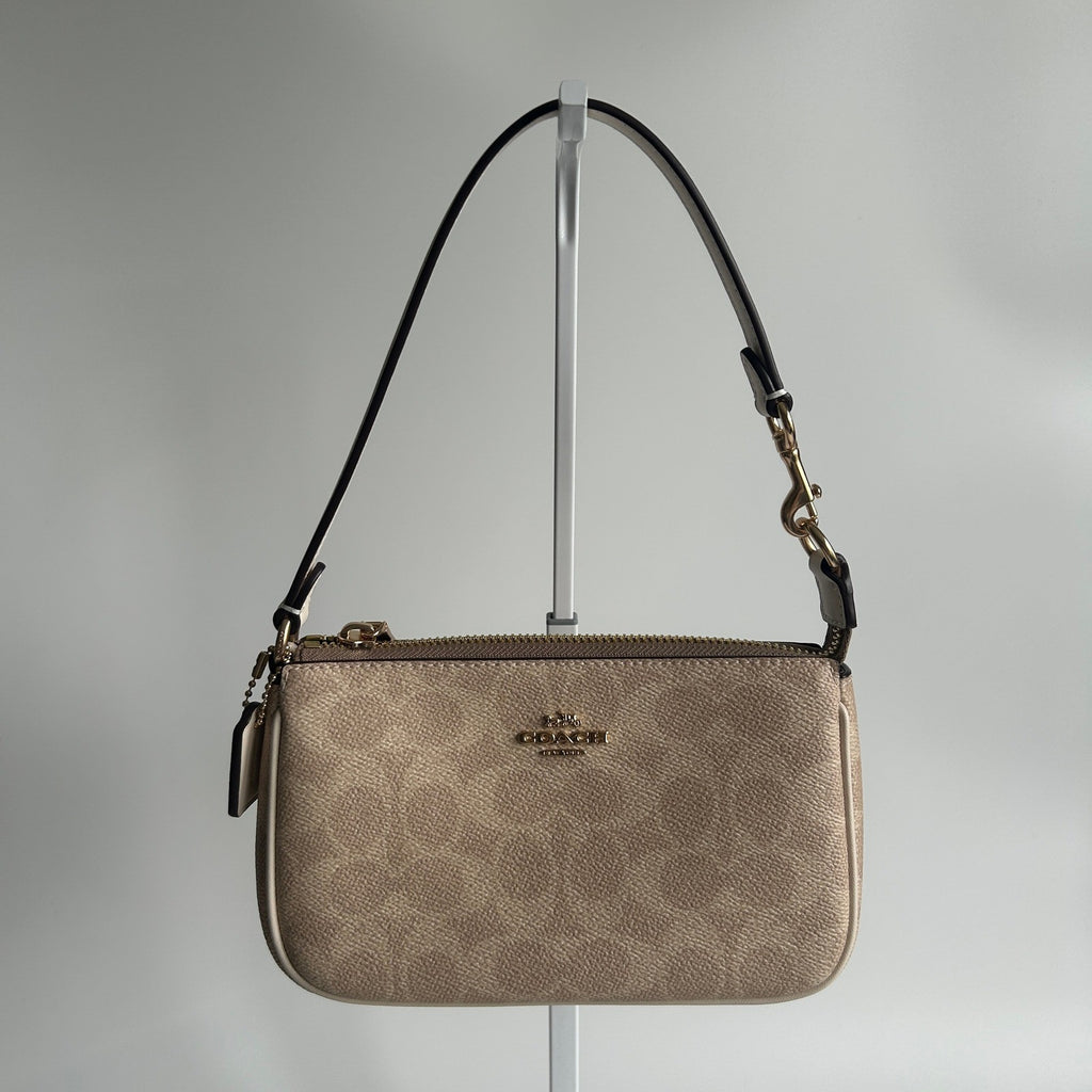 Coach Nolita 19 Khaki Chalk Signature Canvas Shoulder Bag Excellent0