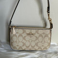 Coach Nolita 19 Light Khaki Ivory Signature Canvas Wristlet Bag Excellent0
