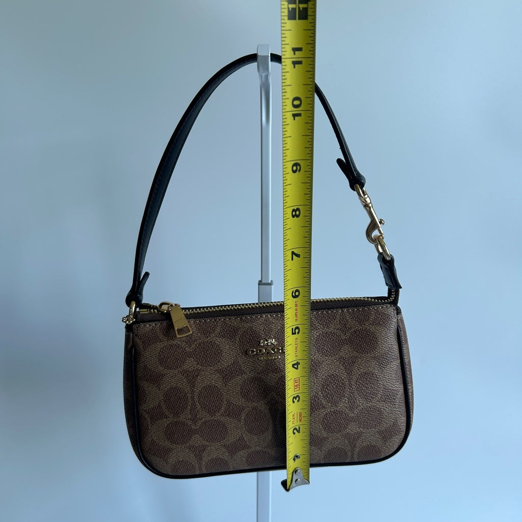 Coach Nolita 19 Tan Black Signature Canvas Wristlet Bag Excellent7