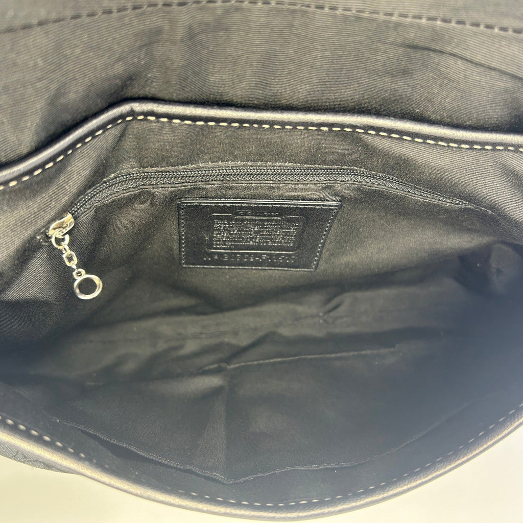 Coach Soho Studded Signature Flap Hobo Black Canvas Leather Bag F11517 Good2