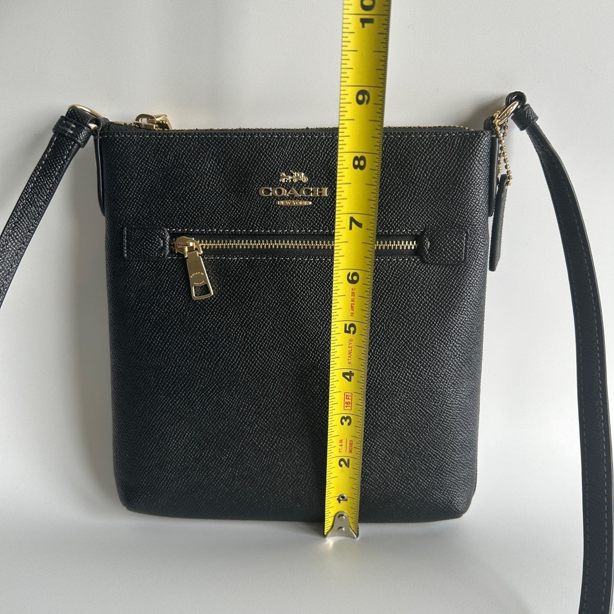 Coach Mini Rowan File Bag Black Crossgrain Leather Crossbody Excellent6