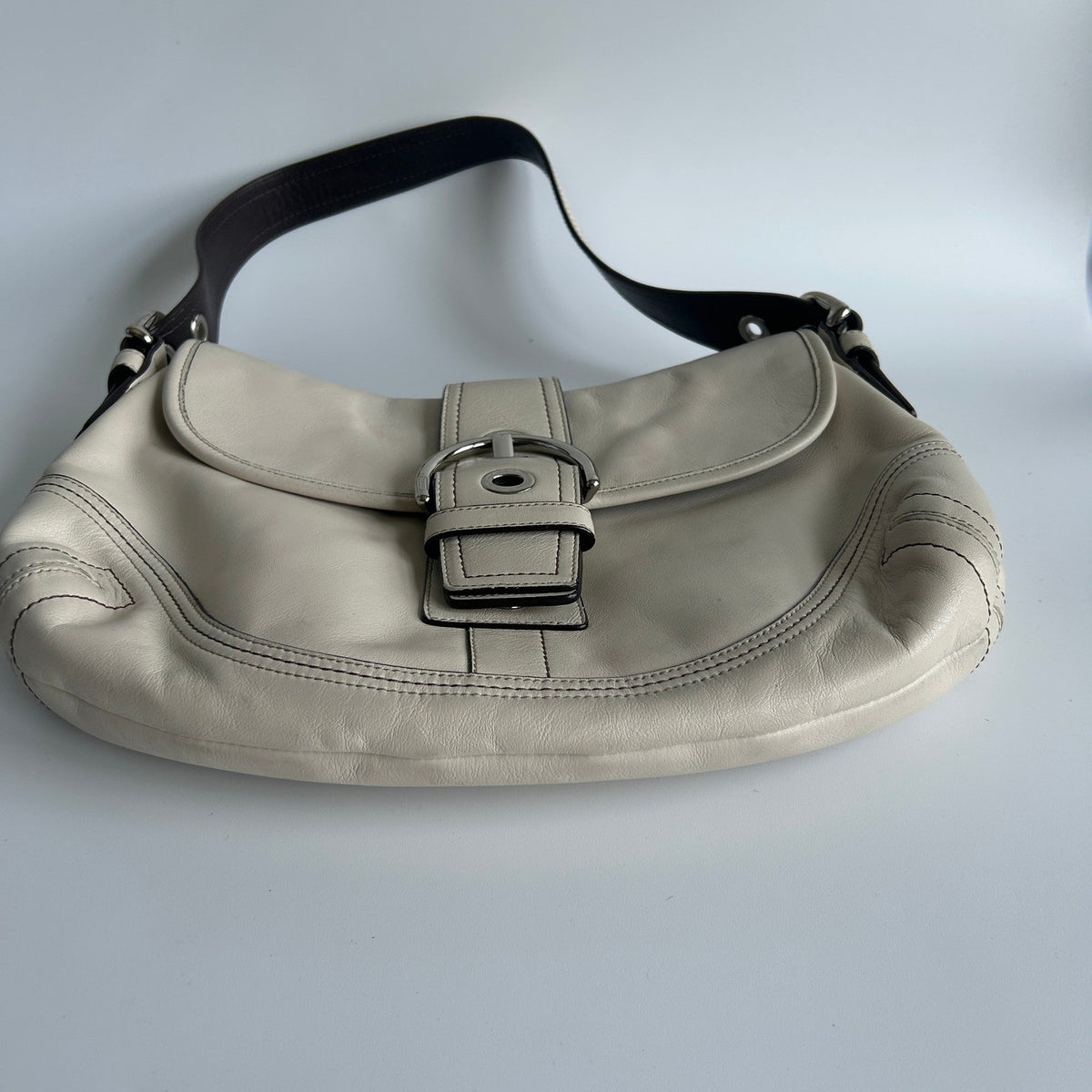 Coach Soho Flap Chalk White Leather Shoulder Bag F10909 Good2