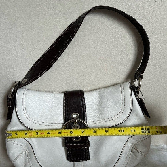 Coach Hobo F10910 White Brown Leather Buckle Shoulder Bag Good8