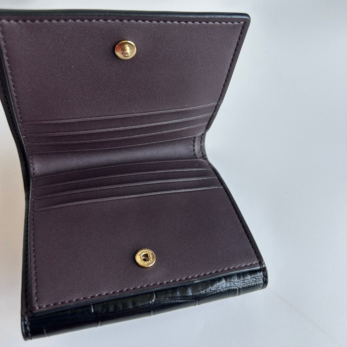 Coach Morgan Black Croc Embossed Leather Small Wallet Excellent4