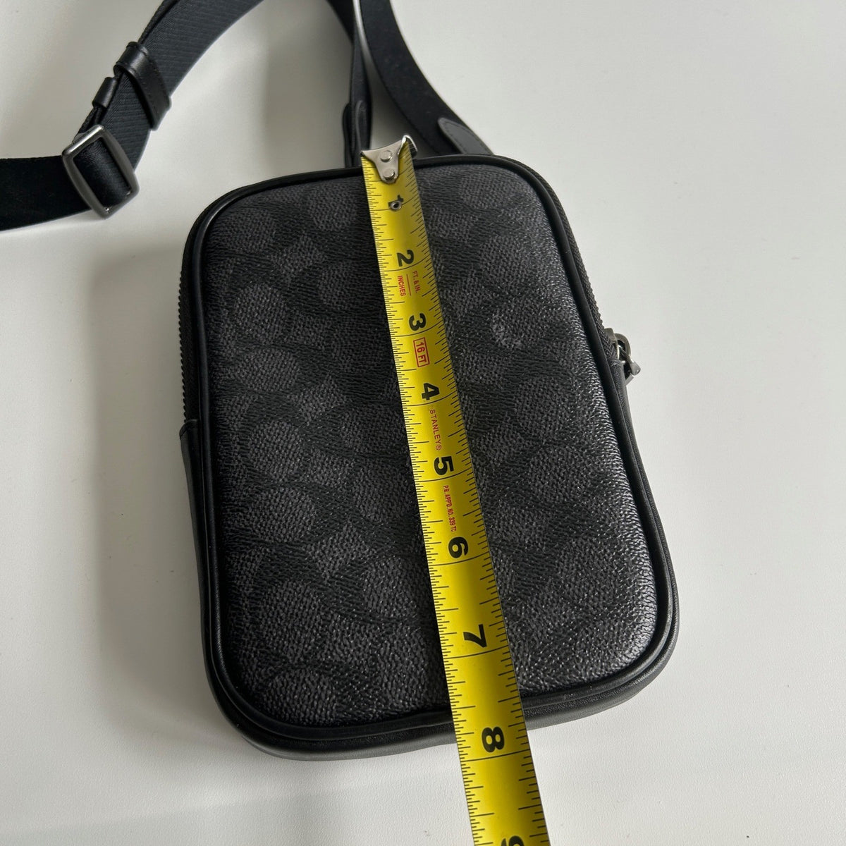 Coach Aden Crossbody Black Signature Canvas Leather Bag Excellent7