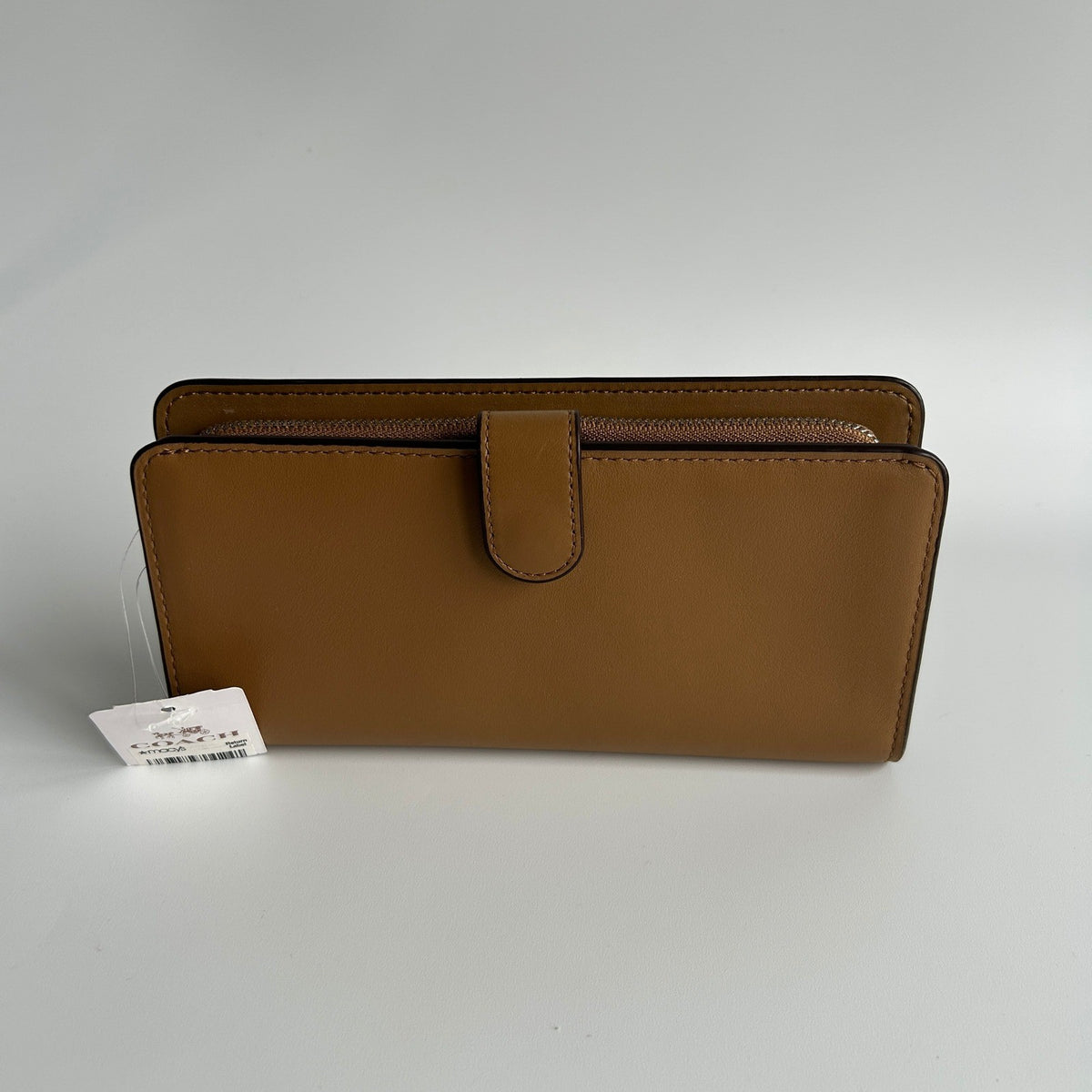 Coach Slim Accordion Zip Wallet Walnut Brown Leather 73738 NEW1