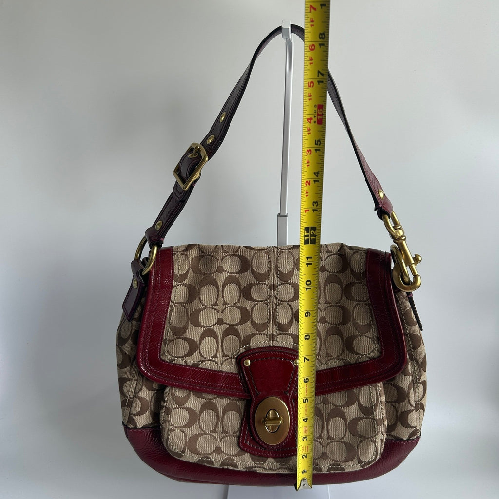 Coach Legacy Signature Ali Flap Mahogany Patent Leather Shoulder Bag Excellent8