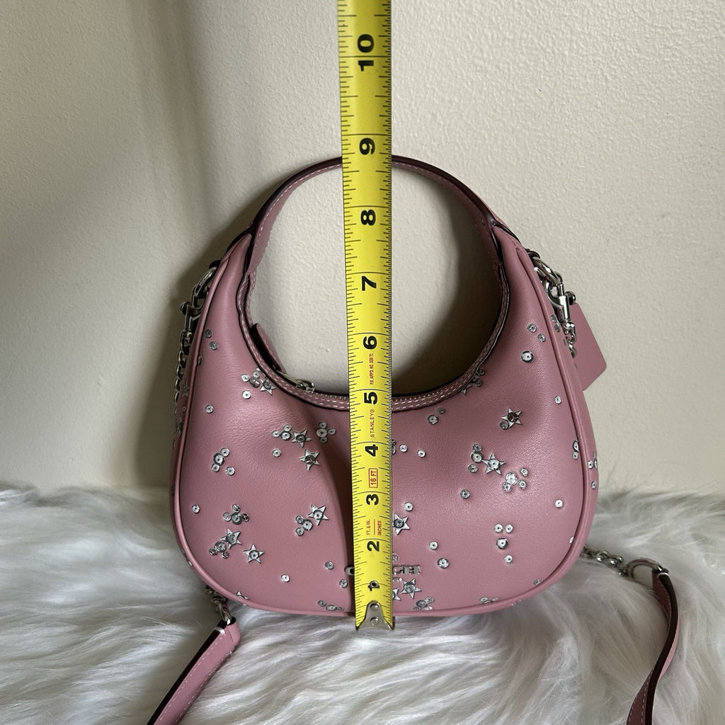 Coach Carmen Mini Crossbody Dusty Pink Leather Star Sequin Bag New8