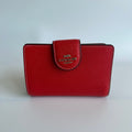 Coach Medium Corner Zip Miami Red Crossgrain Leather Wallet NEW0