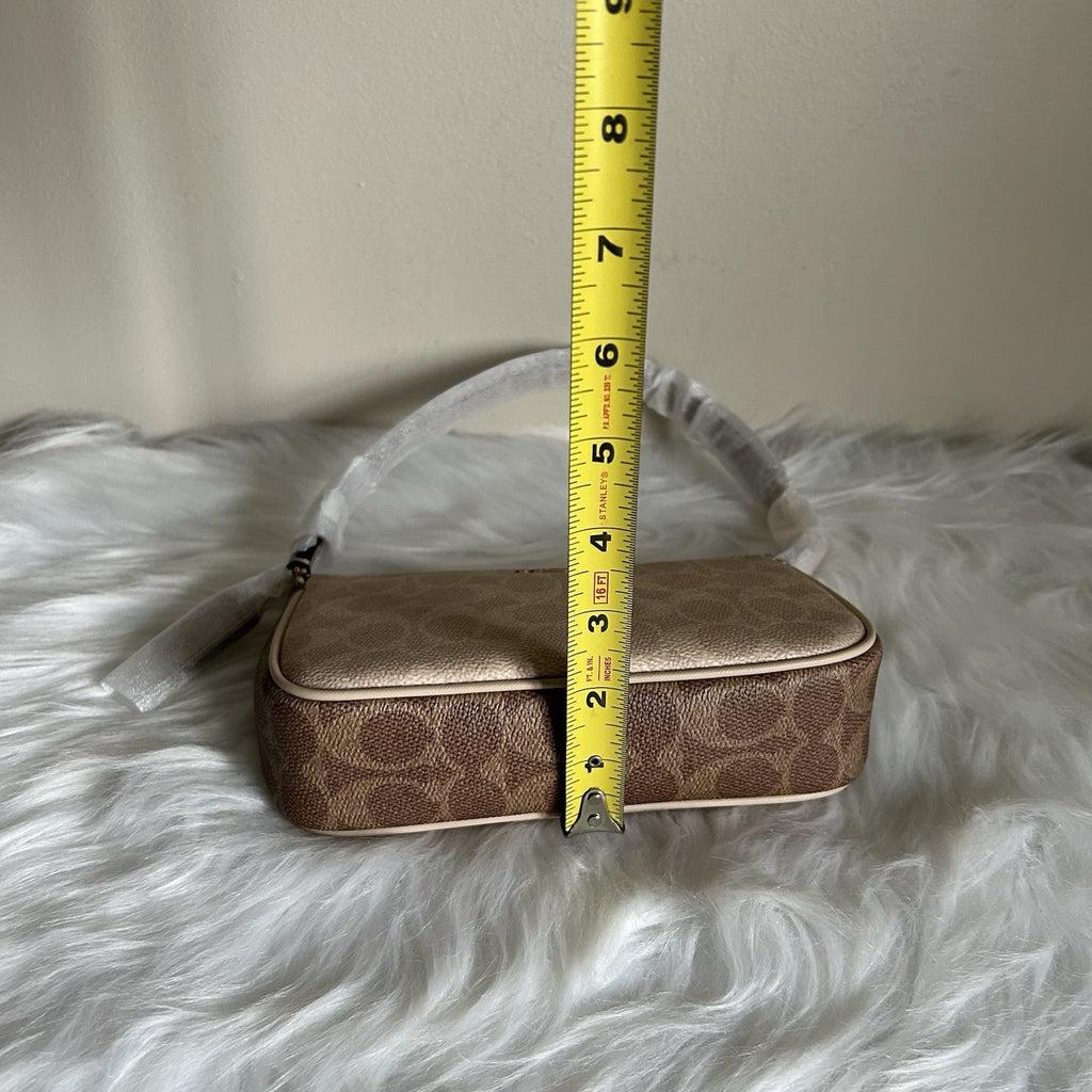 Coach Nolita 19 Sand Tan Signature Canvas Leather Wristlet Bag NEW8