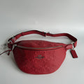 Coach Signature Belt Bag Washed Red Leather Fanny Pack F48741 New0