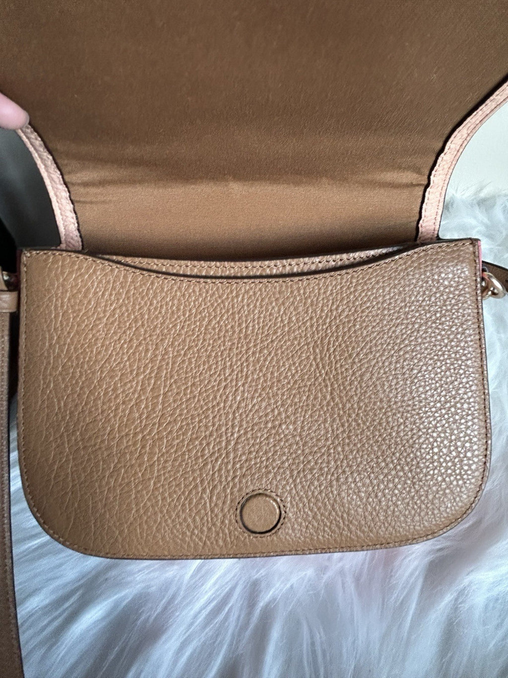 Coach Saddle Bag Pink Tan Pebbled Leather Crossbody Bag Excellent6