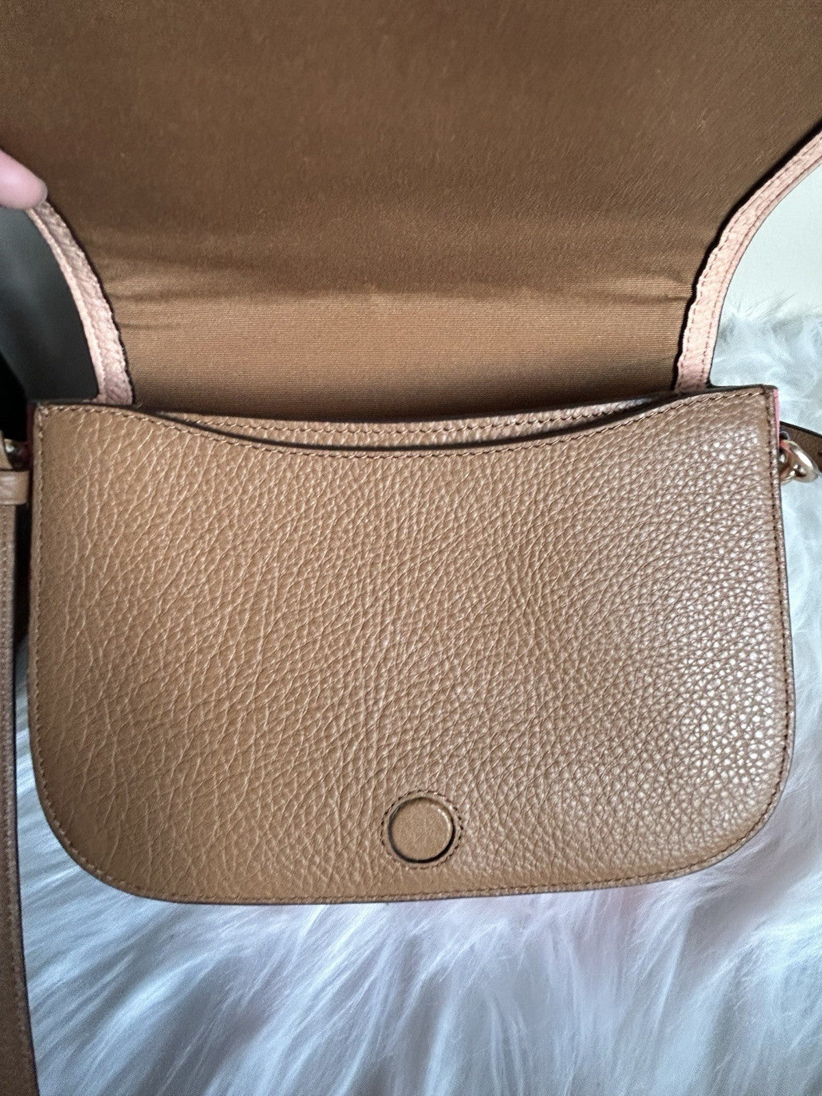 Coach Saddle Bag Pink Tan Pebbled Leather Crossbody Bag Excellent6