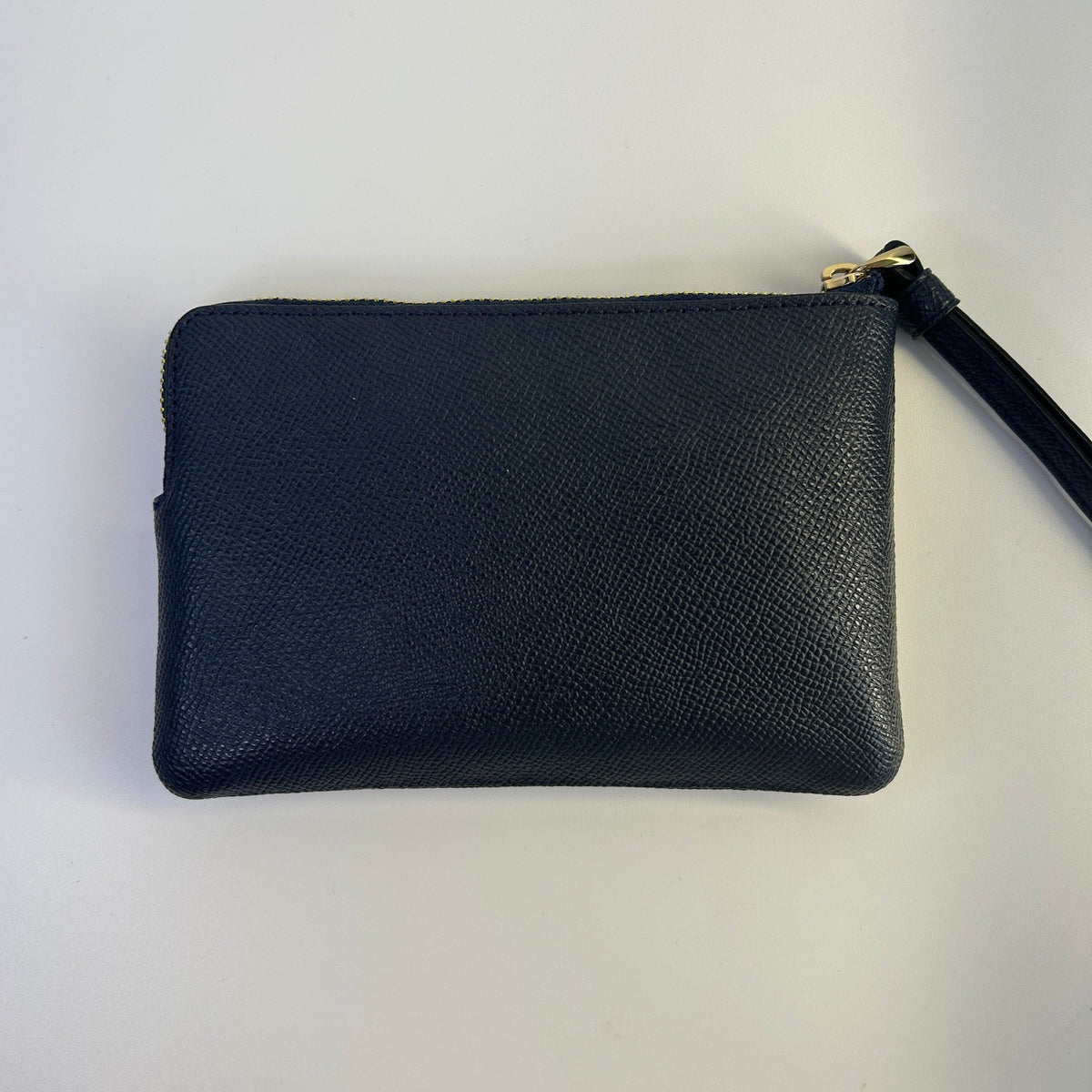 Coach Corner Zip Wristlet Midnight Navy Crossgrain Leather Bag NEW1