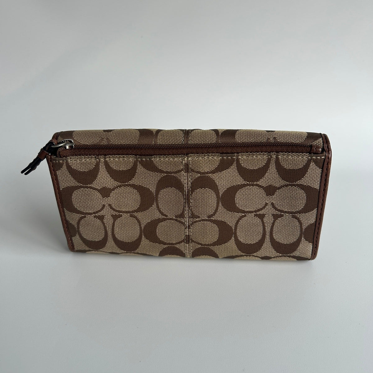 Coach Soho Khaki Brown Signature Jacquard Leather Trifold Wallet 42819 Good1