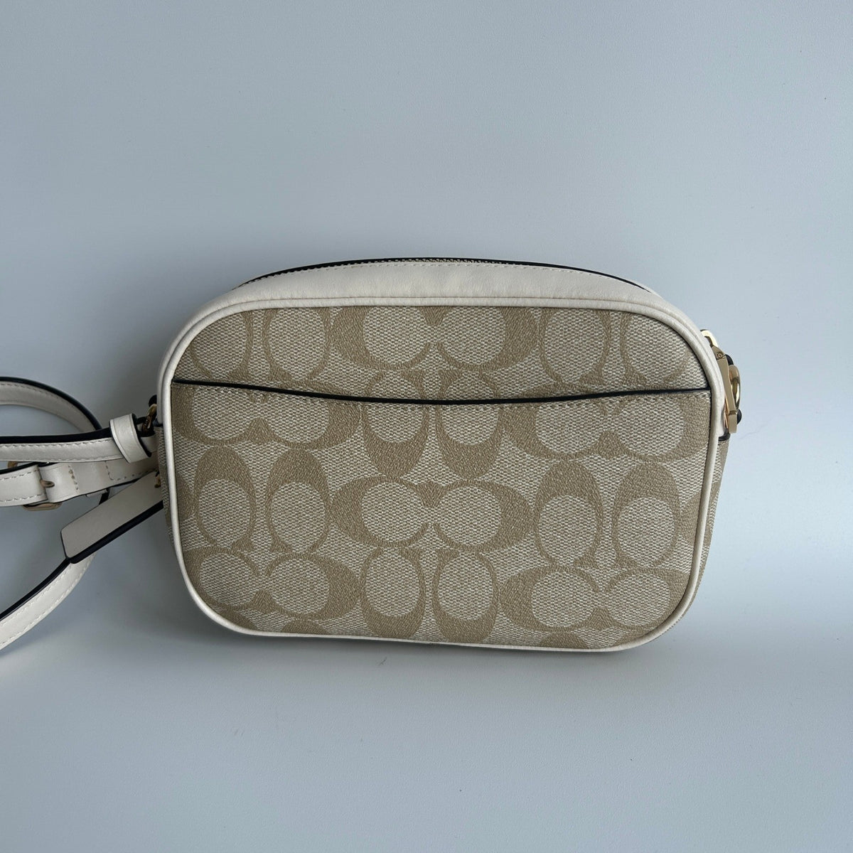 Coach Mini Jamie Camera Bag Chalk White Signature Canvas Crossbody Excellent3