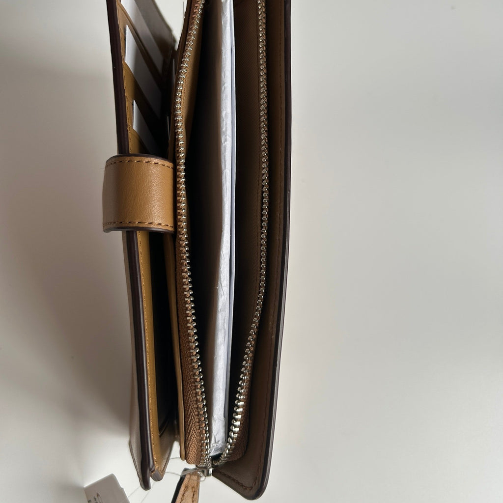Coach Slim Accordion Zip Wallet Walnut Brown Leather 73738 NEW4