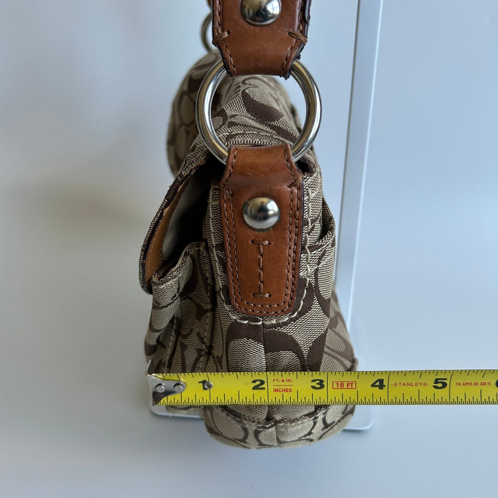 Coach Soho Khaki Brown Signature Canvas Leather Shoulder Bag 11862 Good11