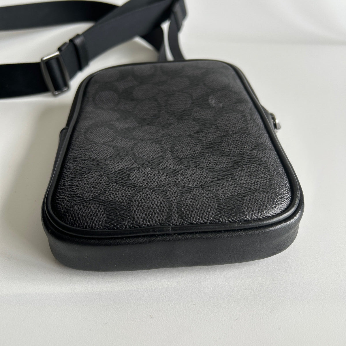 Coach Aden Crossbody Black Signature Canvas Leather Bag Excellent5