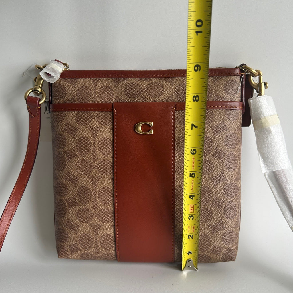 Coach Kitt Messenger Tan Rust Signature Canvas Crossbody Bag CC533 NWT9