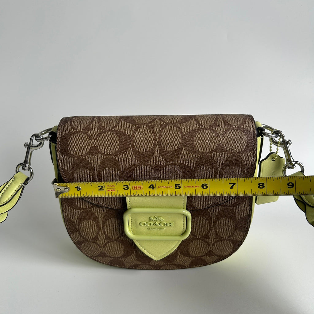 Coach Morgan Saddle Bag Brown Lime Signature Canvas CJ615 Excellent7