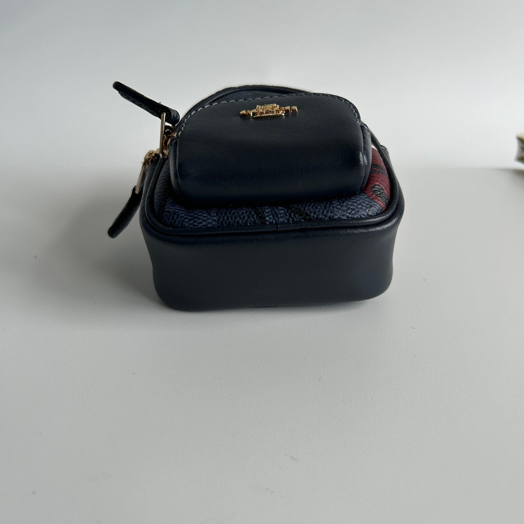 Coach Mini Court Midnight Navy Cherry Signature Canvas Backpack Bag Charm CZ0963