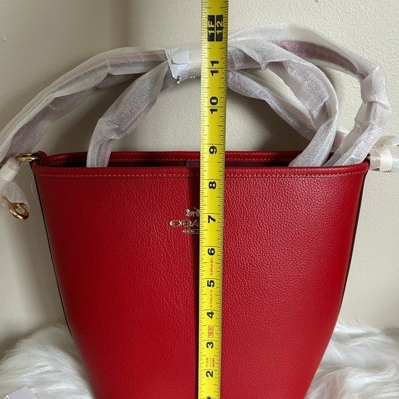 Coach City Bucket Bold Red Pebbled Leather Bag NEW6